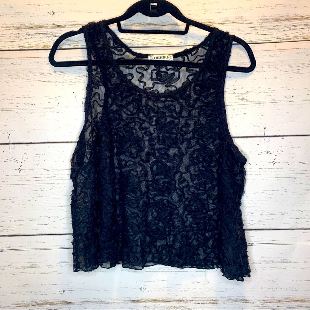 FREE PEOPLE SHEER LACE CROP TOP